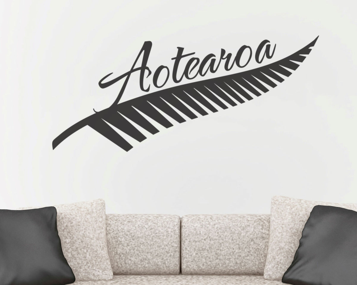 Silver Fern Aotearoa Sticker Decal New Zealand Maori Car Window Wall Laptop — shown applied