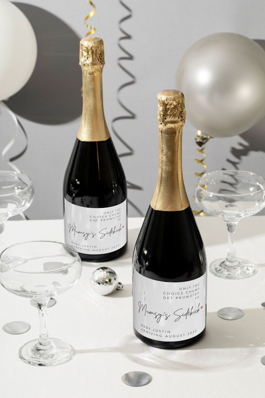 2x THE BEST MATES GET PROMOTED TO Fairy Godmother Aussie Pregnancy Wine Label — shown applied