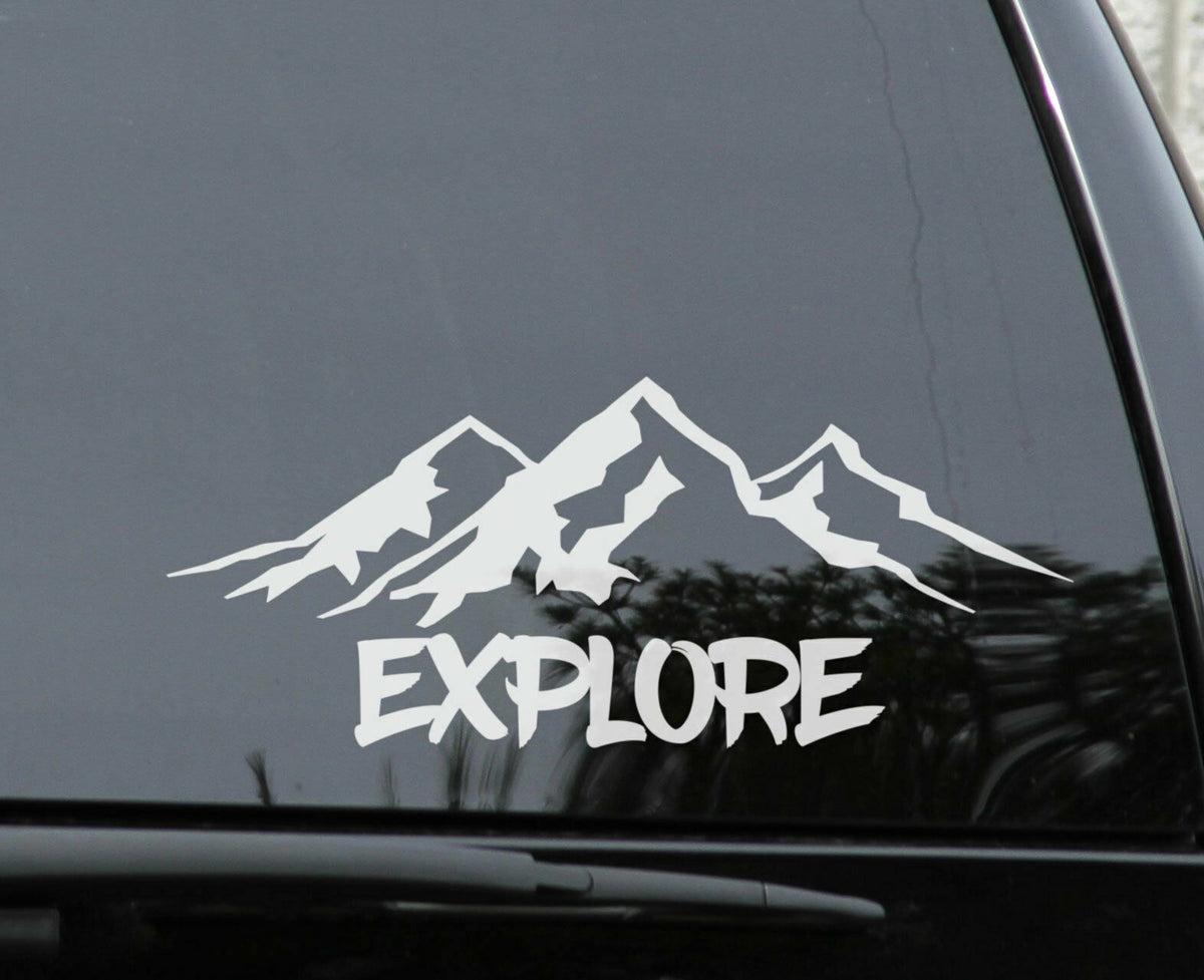 Explore, Mountain Hiking Adventure Sticker Car Laptop Outdoor Vinyl Decal — product photo