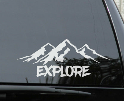 Explore, Mountain Hiking Adventure Sticker Car Laptop Outdoor Vinyl Decal — product photo