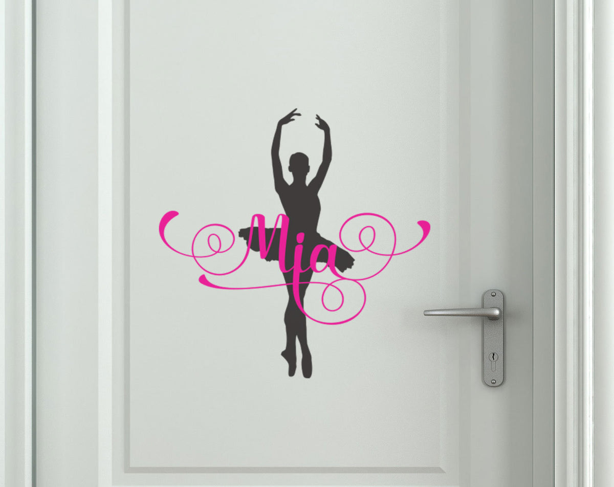 Custom Ballerina Ballet Name Door Sticker Decal — product photo