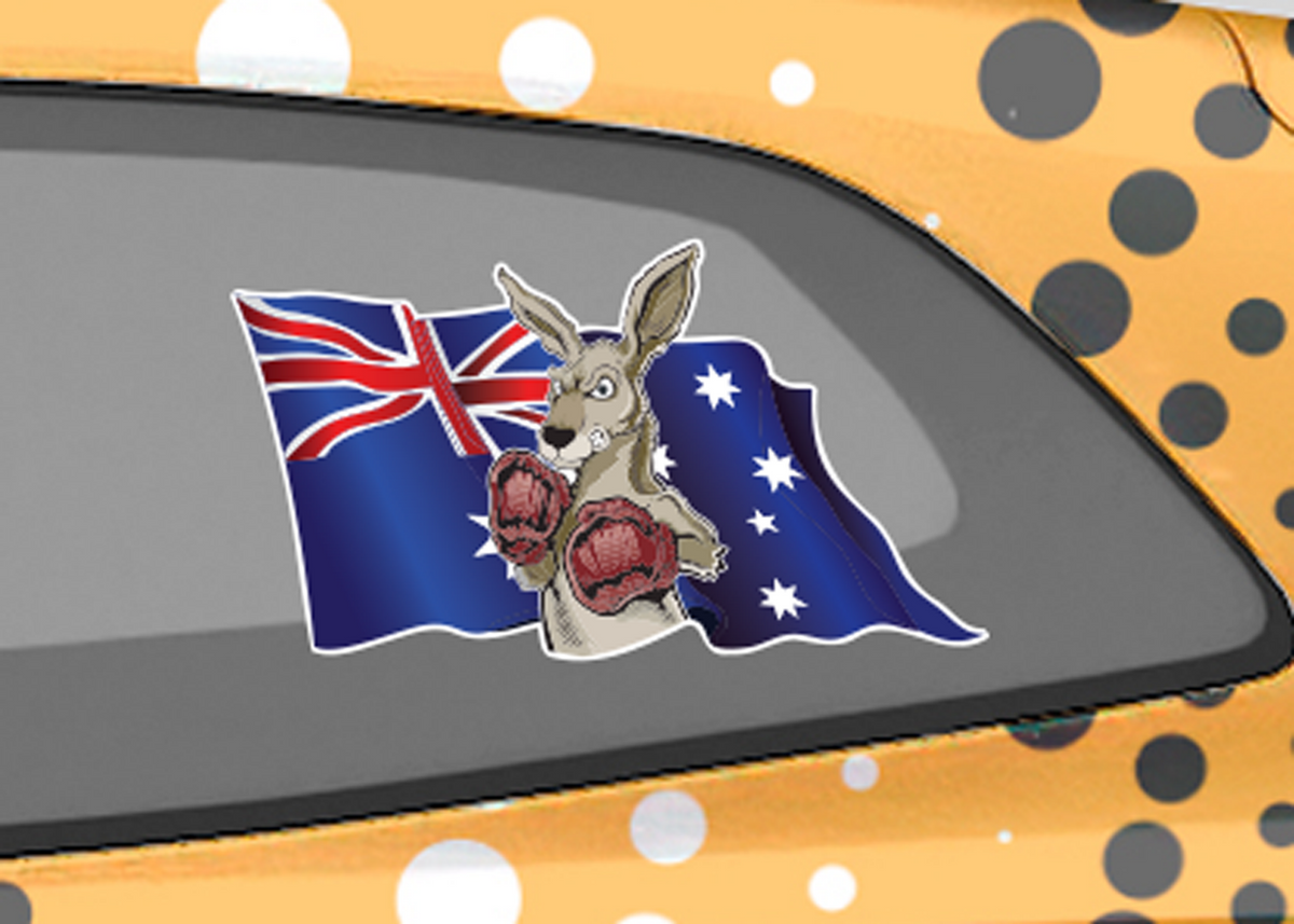 Boxing Kangaroo Flag Sticker Decal Australia Day Aussie Pride Car Van Caravan — colour options
