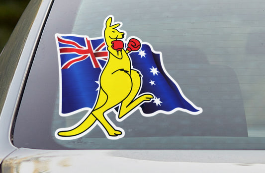 Boxing Kangaroo Flag Car Sticker Decal Australia Day Aussie Pride Spirit Symbol — product photo