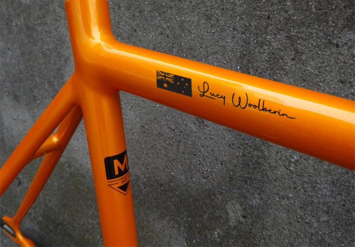 2x Custom Cyclist Name Flag Decal Bike Helmet Frame Sticker — product photo