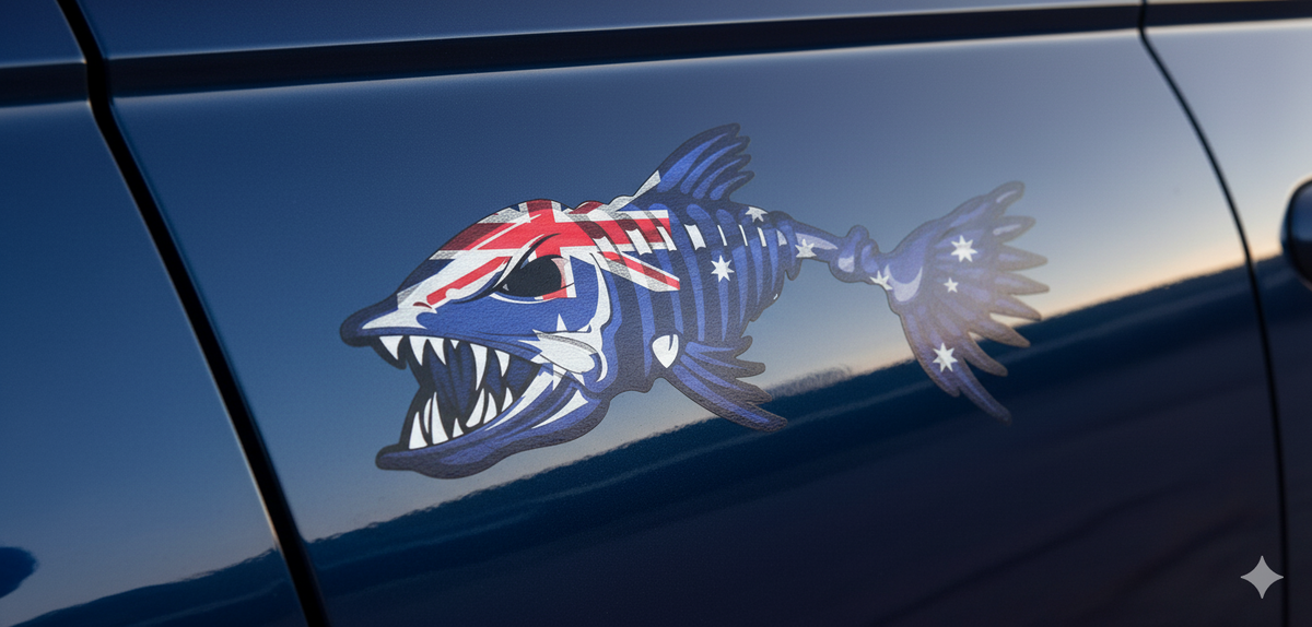 Custom Bone Fish Australian Flag Decal Sticker Car Boat Motorbike Aussie Pride — product photo