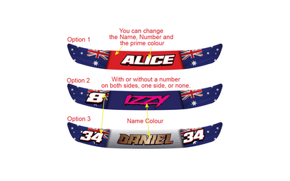 2x Custom Visor Sunstrip Decal Pair Name Number Flag Motorsport — product photo