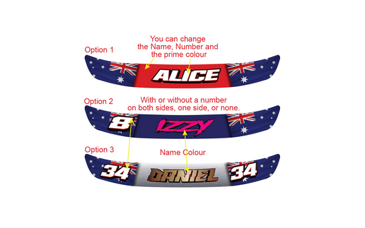 2x Custom Visor Sunstrip Decal Pair Name Number Flag Motorsport — product photo