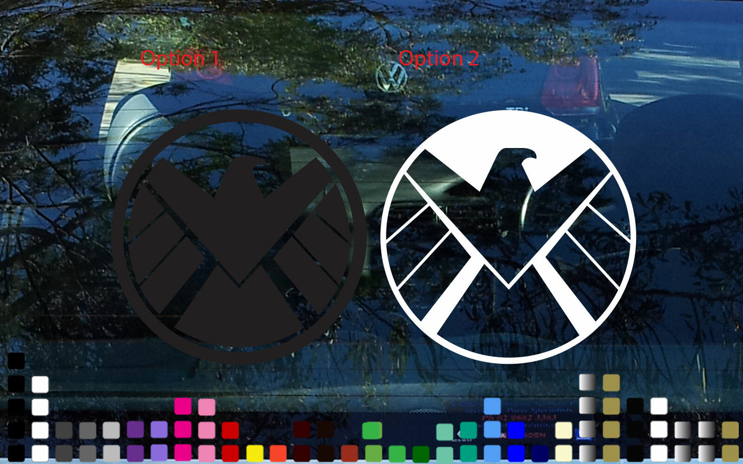Agents of SHIELD Sticker Decal Marvel Avengers Car Window Bike Wall Door Yeti — shown applied