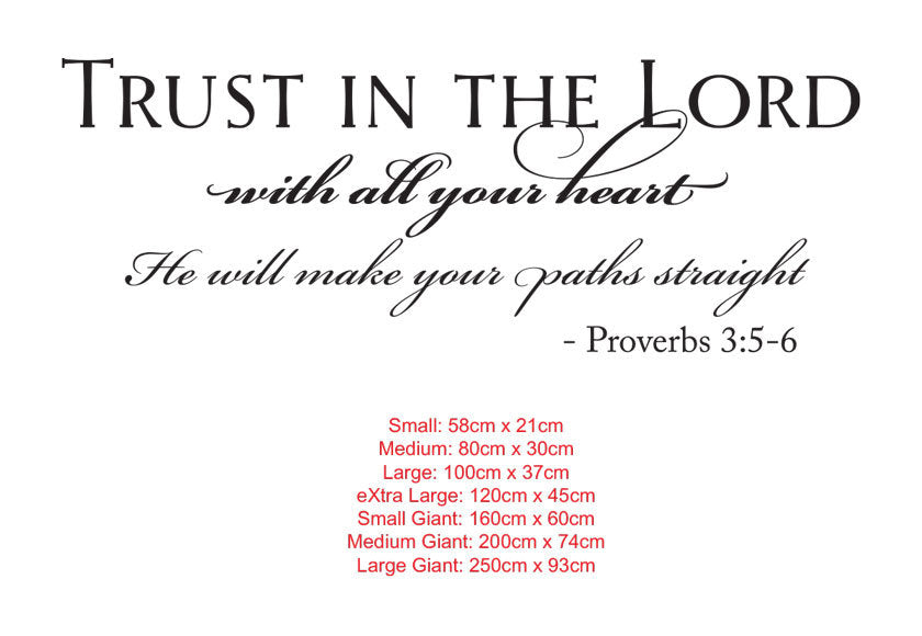 Proverbs 3:5-6 Trust in the Lord God Bible verse Decal Sticker — shown applied