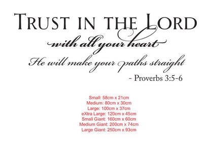 Proverbs 3:5-6 Trust in the Lord God Bible verse Decal Sticker — shown applied
