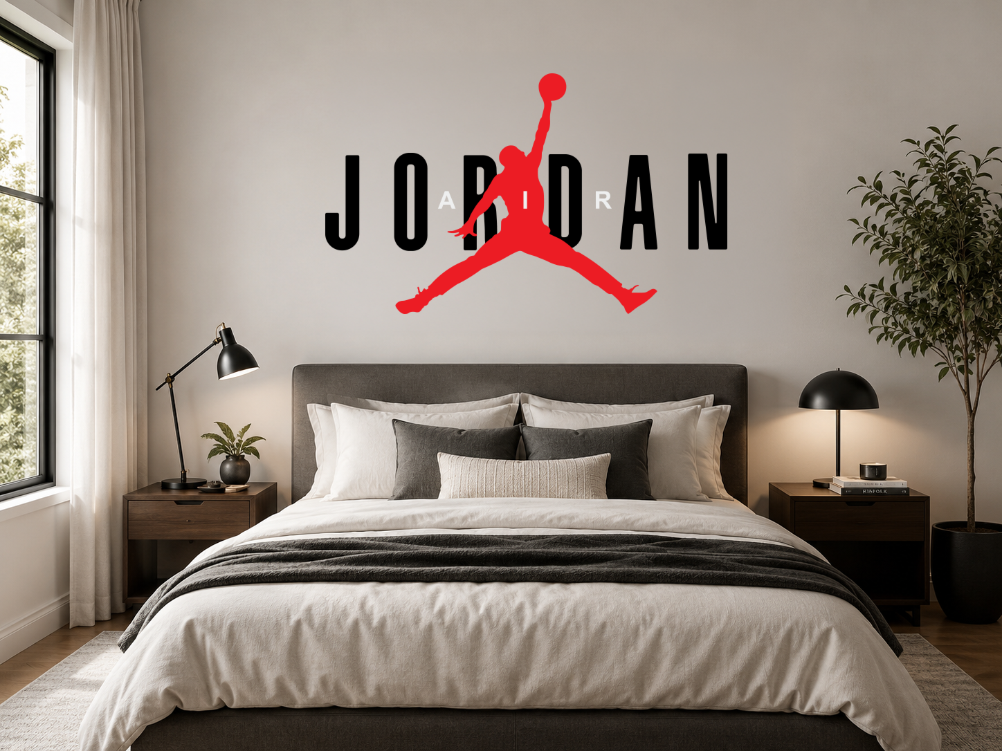 Michael Jordan Decal Jumpman Sticker Basketball Wall Car Laptop Boys Room — shown applied