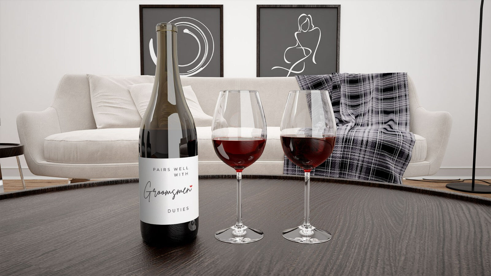 Pairs Well With Bridesmaid Duties Wine Label Wedding Champagne Bottle Sticker — close-up detail