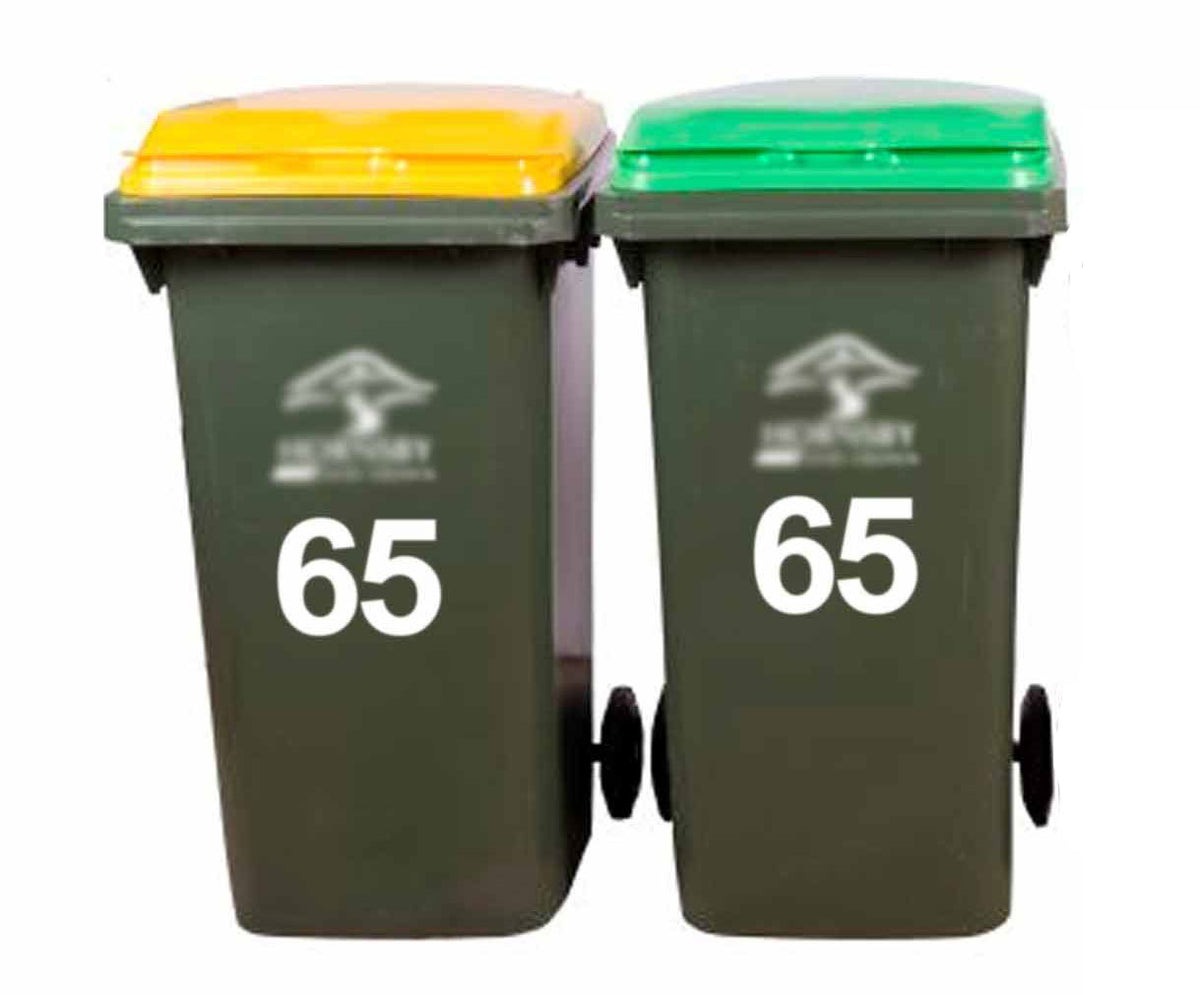 2x Wheelie Rubbish Garbage Bin Sticker House Number Decal by OZ DECO