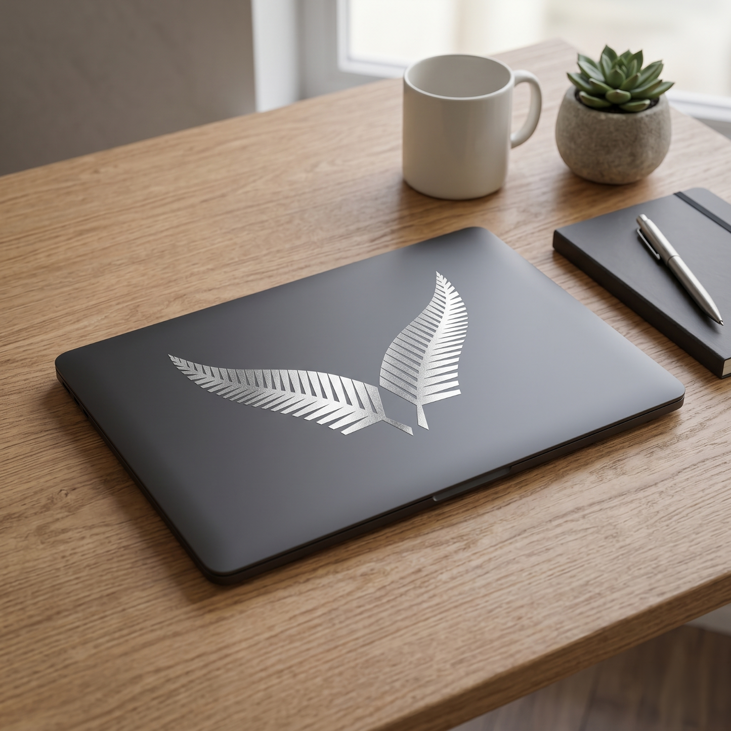 Pair Silver Fern Stickers Decals New Zealand NZ Car Boat Window Wall Door Tattoo — product photo