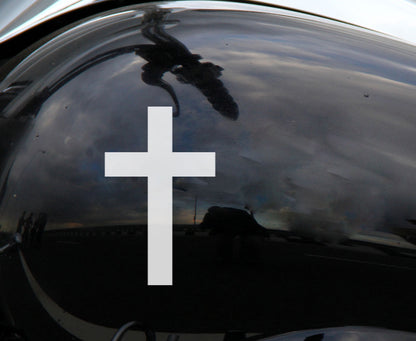 Latin Gothic CROSS Car Decal Christian Sticker 150mm long — product photo