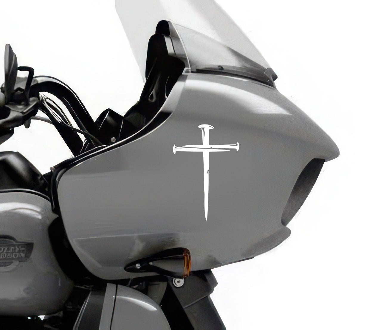 Cross Vinyl Decal Sticker — shown applied