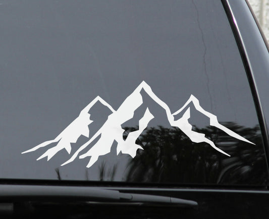 Mountain Hiking Adventure Sticker Decal Car Laptop Window Wall — shown applied