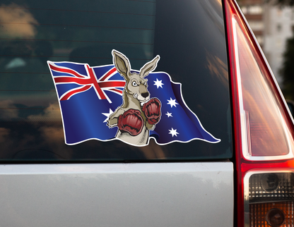 Boxing Kangaroo Flag Sticker Decal Australia Day Aussie Pride Car Van Caravan — product photo