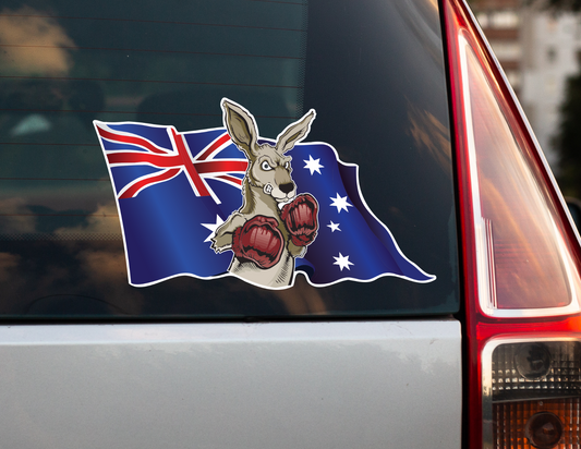 Boxing Kangaroo Flag Sticker Decal Australia Day Aussie Pride Car Van Caravan — product photo