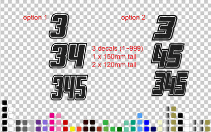 3 x Custom Racing Numbers Plate Stickers Decals Car Motocross Kart MX Dirt Bike — product photo