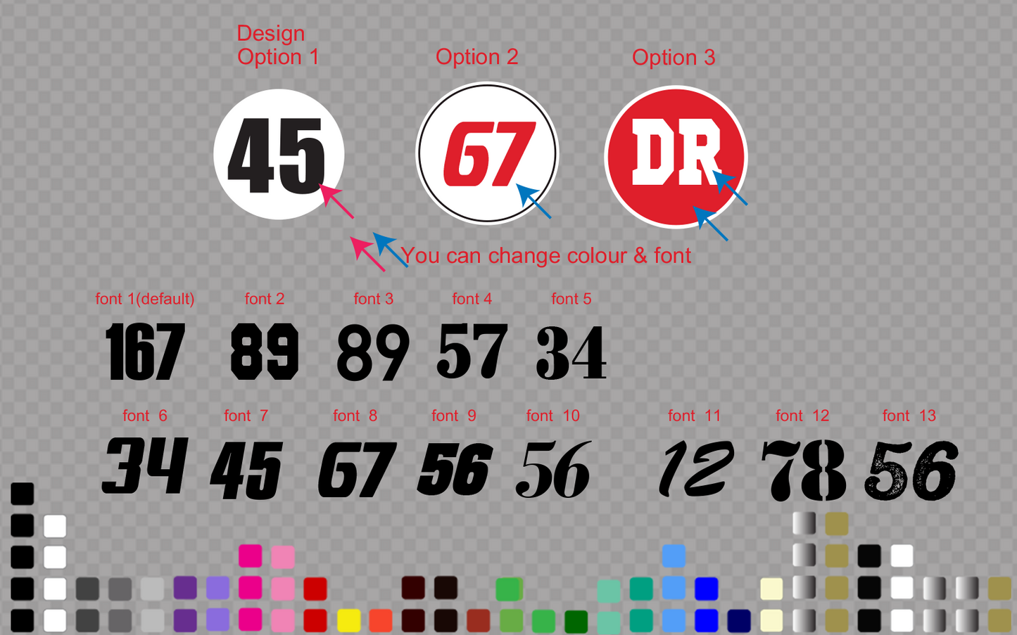 2x Track Car Roundel Round Race Racing Number Door Decal Sticker 3-58cm — shown applied