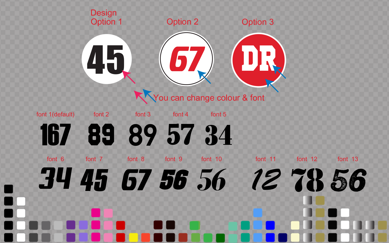 2x Track Car Roundel Round Race Racing Number Door Decal Sticker 3-58cm — shown applied