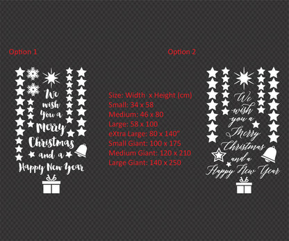 Christmas Tree I wish you merry Christmas and Happy New Year Vinyl Decal Sticker — shown applied