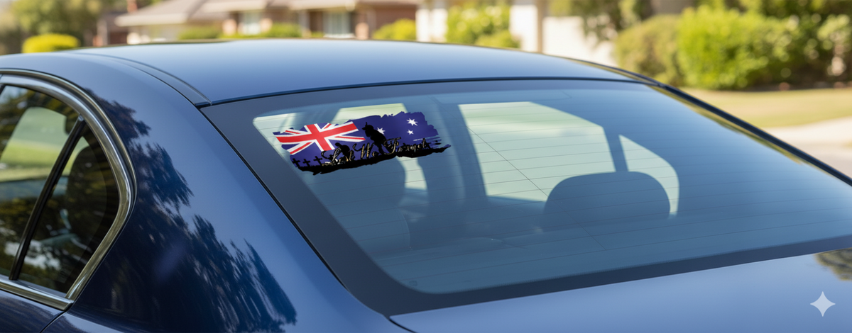 Lest We Forget Distressed Australian Flag ANZAC Decal Sticker Car Caravan Bike — colour options