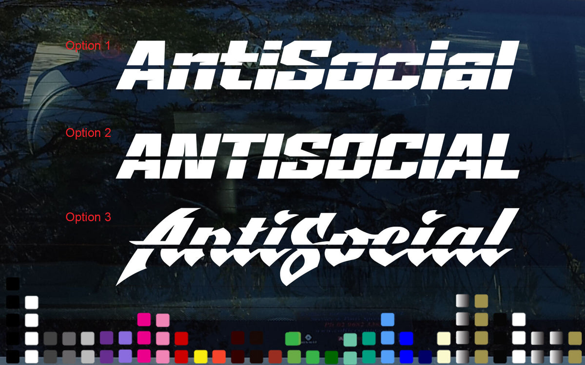 Antisocial Car Sticker Decal Window Windshield Laptop Skateboard Bike — product photo