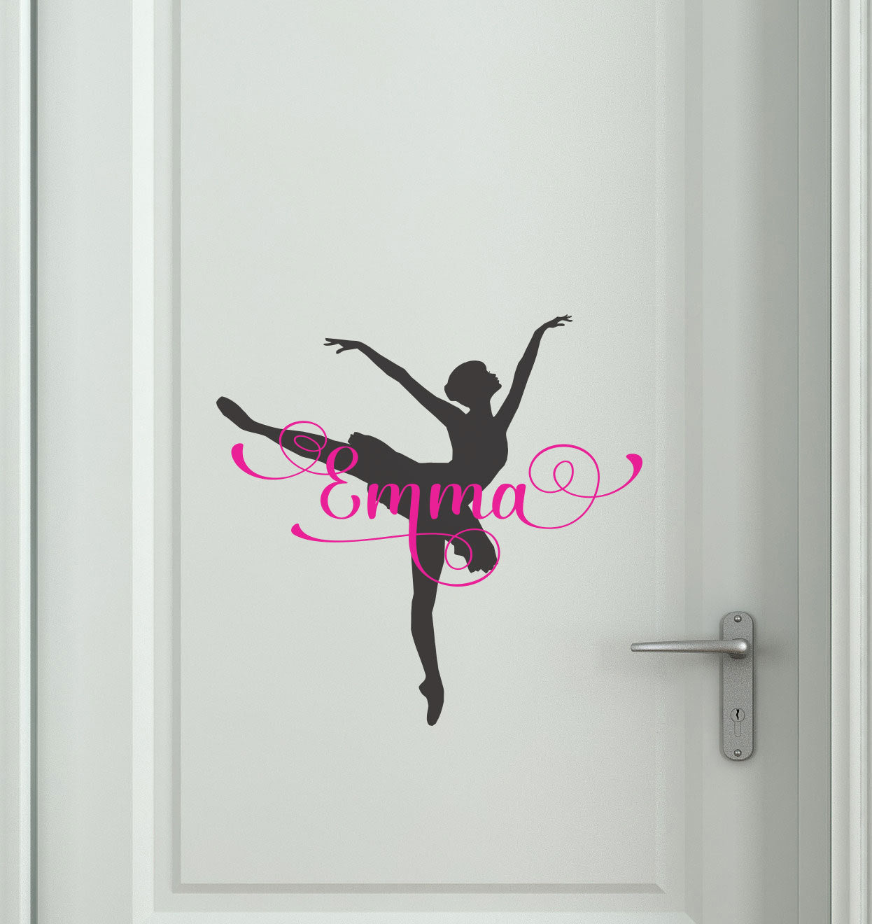 Custom Ballerina Ballet Name Door Sticker Decal — shown applied