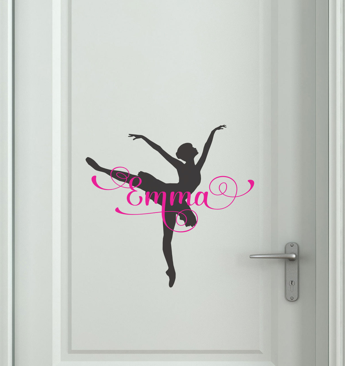 Custom Ballerina Ballet Name Door Sticker Decal — shown applied