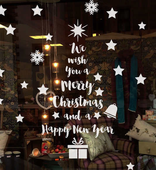 Christmas Tree I wish you merry Christmas and Happy New Year Vinyl Decal Sticker — product photo