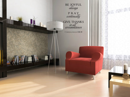 Be Joyful Always Pray Continually Bible Verse Wall Decal — shown applied