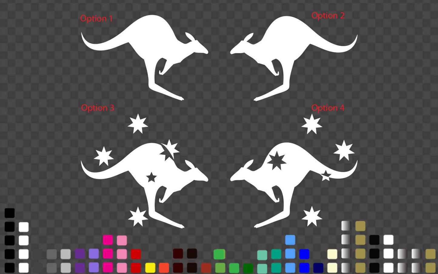 kangaroo Southern Cross Decal Sticker Bike Car Helmet Laptop 3 cm~160cm — product photo