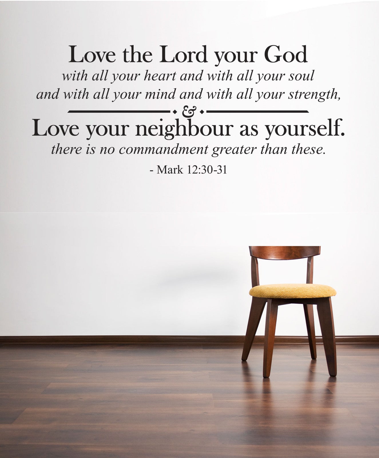 Bible Verse Wall Decal Mark 12 Love the Lord Your God — product photo
