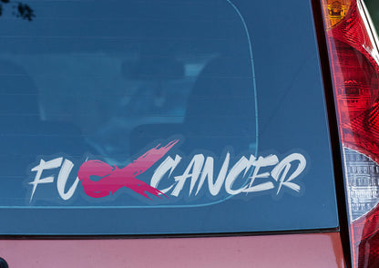 F*ck Breast Cancer Grunge Ribbon Decal - Pink Warrior Sticker for Car Window — size guide