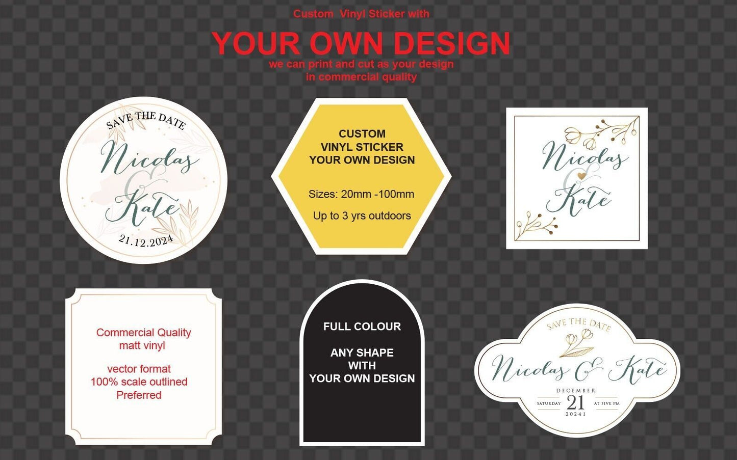 Custom Stickers Logo Any Shapes Indoor Outdoor UV safe Label Car Bumper — product photo