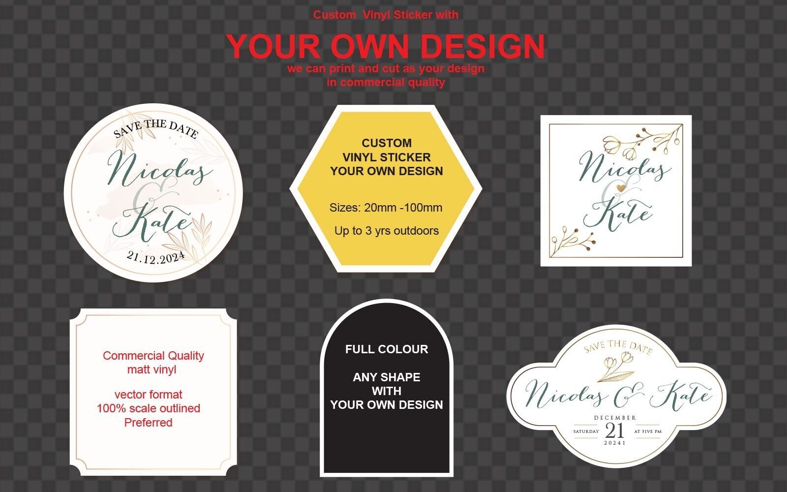 Custom Stickers Logo Any Shapes Indoor Outdoor UV safe Label Car Bumper — product photo