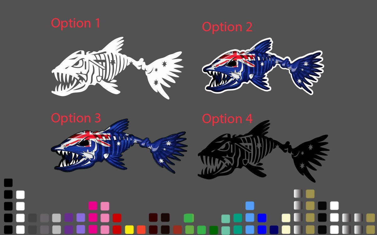 Custom Bone Fish Australian Flag Decal Sticker Car Boat Motorbike Aussie Pride — shown applied