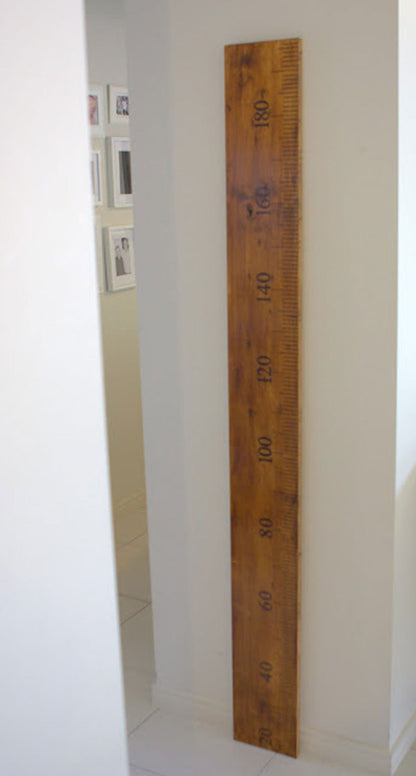 Ruler wall Vinyl decal sticker growth chart DIY wooden vintage height chart — close-up detail