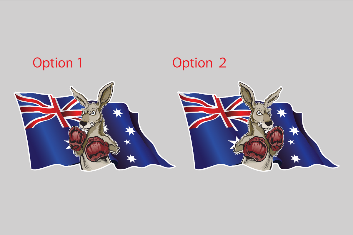 Boxing Kangaroo Flag Sticker Decal Australia Day Aussie Pride Car Van Caravan — shown applied