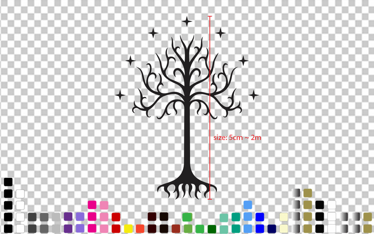 Tree of Gondor Lord of the Rings LOTR Decal Vinyl Car Window Wall Decal Sticker — size guide
