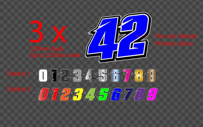 3x Racing Number Decal Motorcycle Motocross Supercross Nascar Dirtbike Kart 120 by OZ DECO