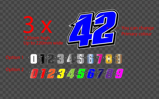 3x Racing Number Decal Motorcycle Motocross Supercross Nascar Dirtbike Kart 120 by OZ DECO