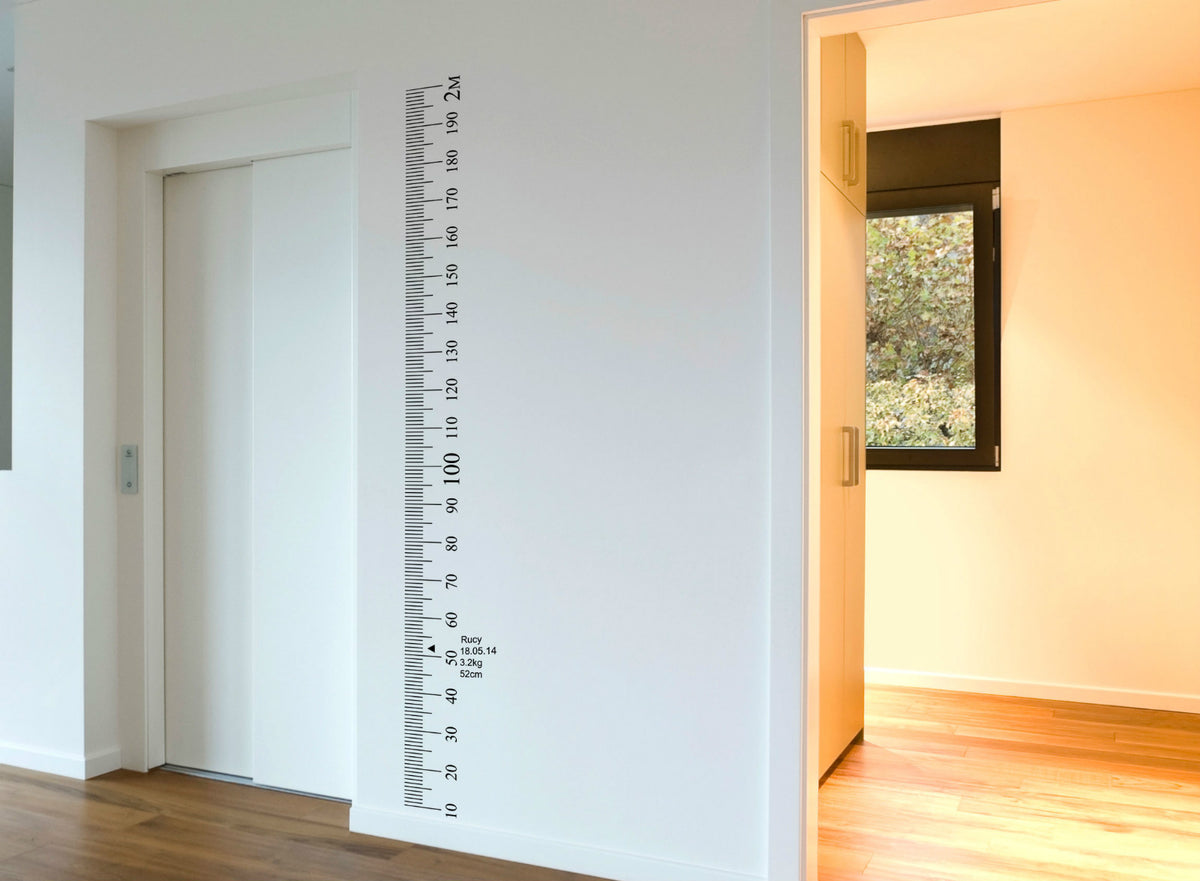 Ruler wall Vinyl decal sticker growth chart DIY wooden vintage height chart — product photo