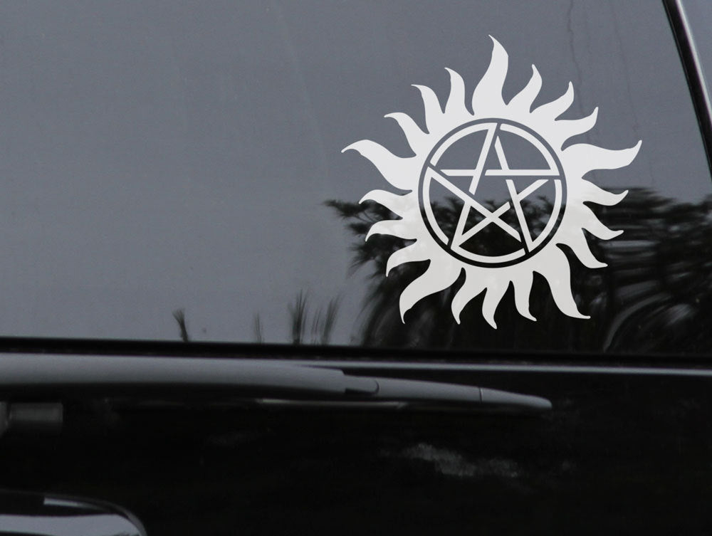 Anti-Possession Symbol Sticker Car Decal Supernatural Sun Pentagram endless knot — product photo