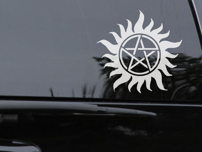 Anti-Possession Symbol Sticker Car Decal Supernatural Sun Pentagram endless knot — product photo
