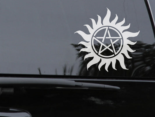 Anti-Possession Symbol Sticker Car Decal Supernatural Sun Pentagram endless knot — product photo