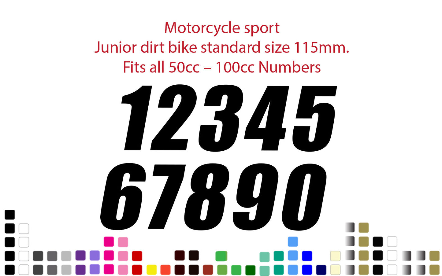 Custom Junior Dirt Bike Race Number Decal 115mm by OZ DECO