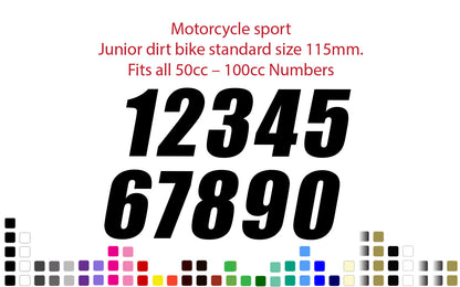 Custom Junior Dirt Bike Race Number Decal 115mm by OZ DECO